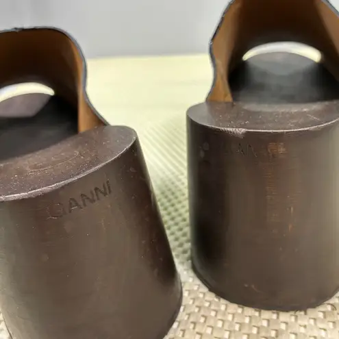 Ganni Black Suede Studded Wood Platform Clogs Mules Women's 41 (US 11)