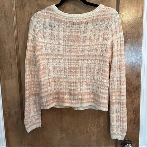 Anthropologie  Knitted & Knotted Women’s XSmall Pink Ivory Cardigan Sweater Shirt