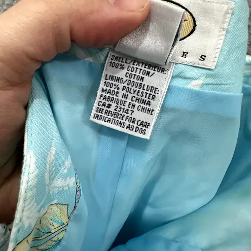 Talbots  Pants Womens 12P Blue Butterfly Straight Leg Cotton Y2K‎ Boho Whimsical