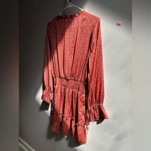 Saltwater Luxe LIKE NEW | Lena Peasant Mini Dress in Rose Dots Women’s Medium