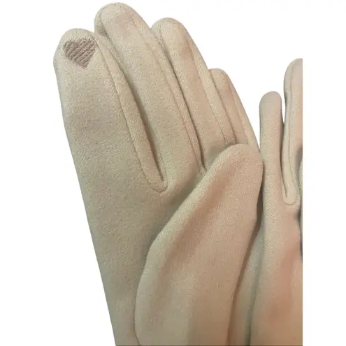 Women’s Beige Thermal Winter Gloves Faux Fur Cuff Touchscreen Compatible