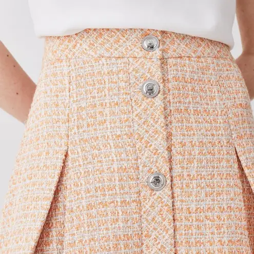 Karen Millen Peach Tweed Button Mini Skirt