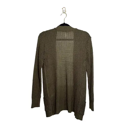 Ashley International 100% Cotton Olive Green Tight Knit Cardigan