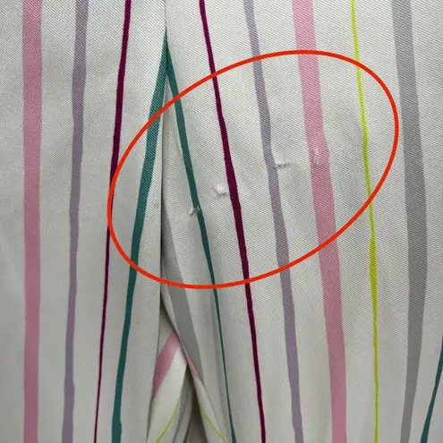 Badgley Mischka US 10 White Pastel Striped Crop Pants High Waist