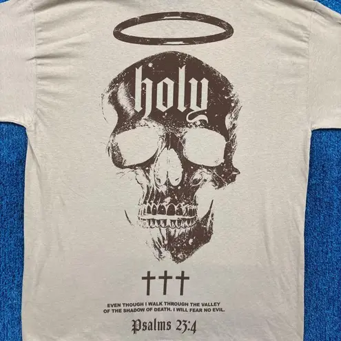 CVLA “Holy” Graphic Beige T-Shirt Size Large