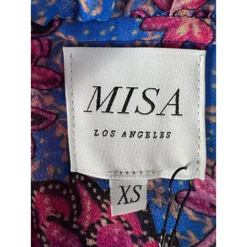 MISA Los Angeles MISA Floral Print Ruffle Tiered Mini Dress XS/S Blue Pink ‼️SAMPLE DRESS‼️