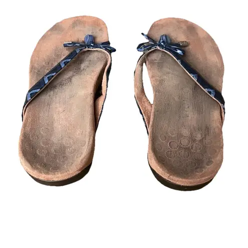 Vionic Women’s Flip Flops Size 9 Blue Geometric – Orthotic Beach Thong Sandal