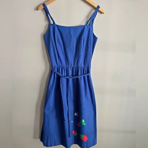Vintage Malia Strawberry Dress & Bolero Set Blue Cottagecore Retro Pinup