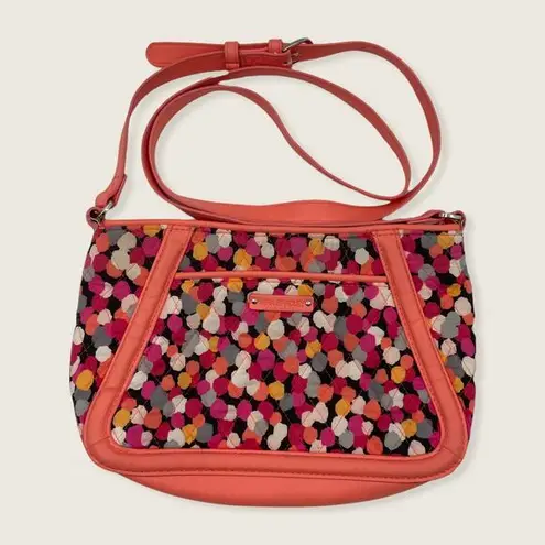 Vera Bradley Trimmed Trapeze Pixie Confetti Orange Polka Dot Small Crossbody Bag