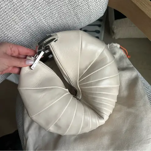 Cult Gaia Ubah Paneled Leather Clutch Bag Purse in Cream