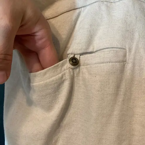 Cathy Daniels Linen Blend Beige Cream Capri High Rise Cropped Ankle Pants - Image 9