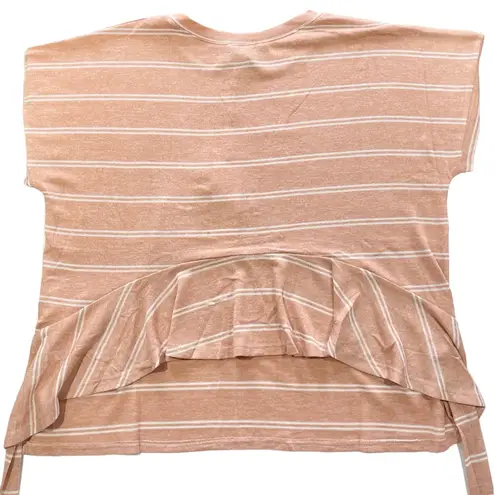 Lumière New Tie Back Ruffle Hem Short Sleeve Top Striped Knit Amber