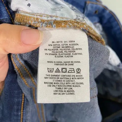 Pilcro and the Letterpress Blue Patchwork Panels Parallel Straight Jeans Size 32