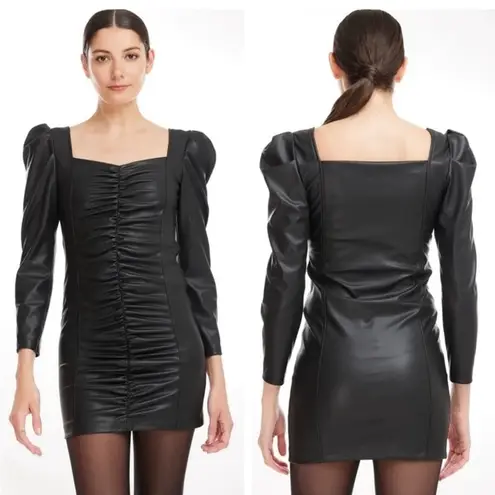 Generation Love NWT Estelle Heart
Neck Ruched Black Vegan Leather Dress Sz small