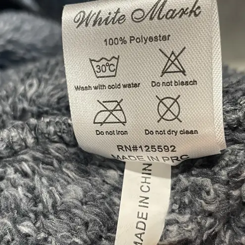 White Mark Cozy Collection Womens 2XL Jacket Gray Zip Hooded Sherpa Lounge NWT Size XXL