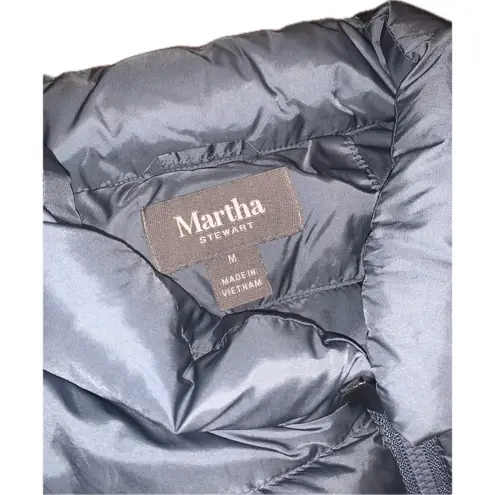 Martha Stewart Dusty Blue Down Insulated Zip Puffer Vest Short Sleeve Jacket M Size M