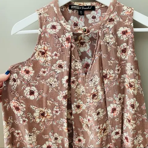 Gypsies & Moondust Floral Blush Pink Tank Top Pink Sz Medium