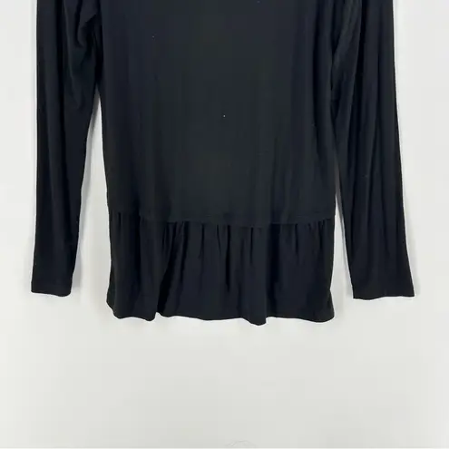 LOGO By Lori Goldstein LOGO Lori Goldstein Soft Black Long Sleeve Dropped Waist Tunic Top