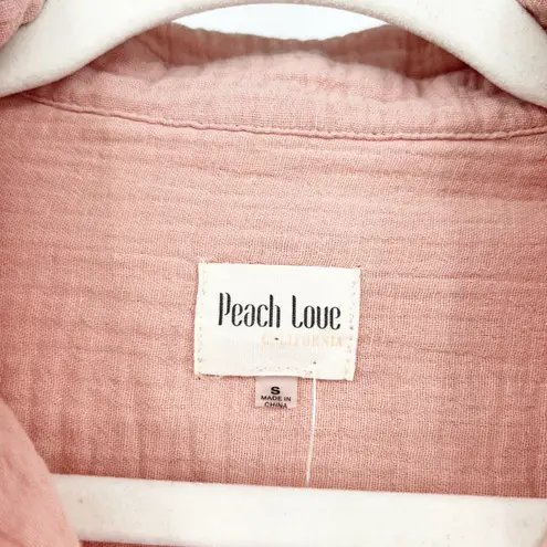 Peach Love California NWOT Peach Love Womens Boho Gauzy Cotton Raw Hem Long Sleeve Button Up Shirt S