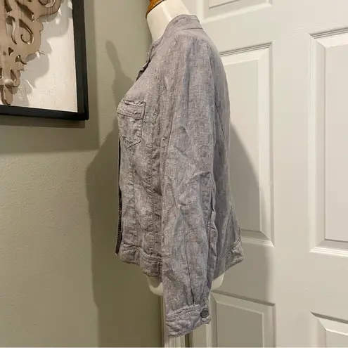 Christopher & Banks 100% Linen Jacket Button Down Shirt Size Large Preppy