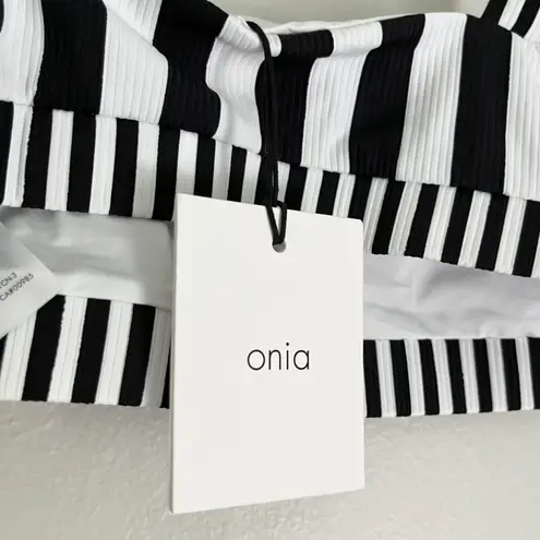ONIA Women's Zoe Bikini Swim Top in Black and White Stripes Size Medium NWT