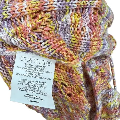 Ramy Brook Abby Marled Knit Hoodie Sweater Orange Pink Yellow Size Medium