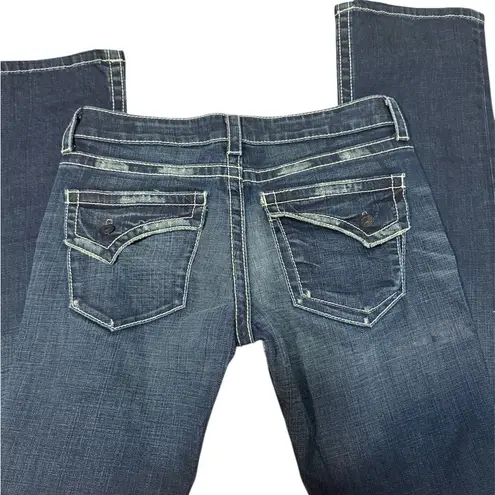 Rawkn “No Key Hole” W Straight Leg Jeans Size 28 Dark Wash Low Rise Blue