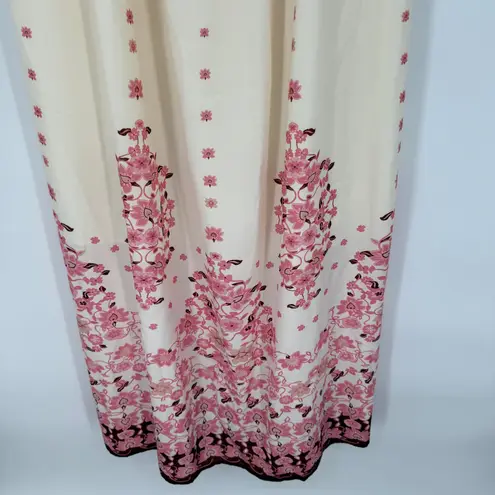 Commense Womens Maxi Dress Floral Sleeveless Casual Summer Cream Pink Size M Size M