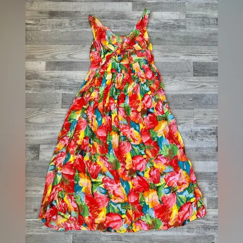 Rene Derby Multicolor Floral Sundress Sleeveless Back Cutout K23 fairycore Red Size XS