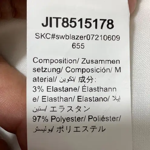 SHEIN White Longline Open Front Blazer Cape Style Size XS US 2 Polyester Stretch