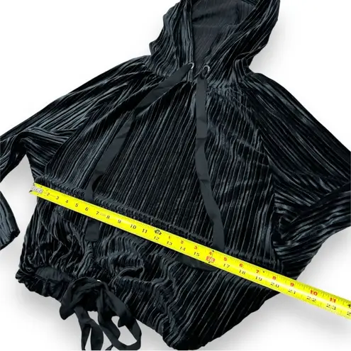 Rachel Roy Black Velvet Oversized Hoodie Sweatshirt - Small