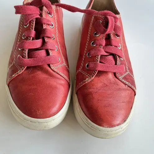 Sofft Baltazar Women's Red Leather Sneakers Lace Up Low Top 1105132 Size 8.5 M