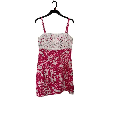 Lilly Pulitzer  Dress Jubilee Coronado Pink Lobster Crochet Size 8