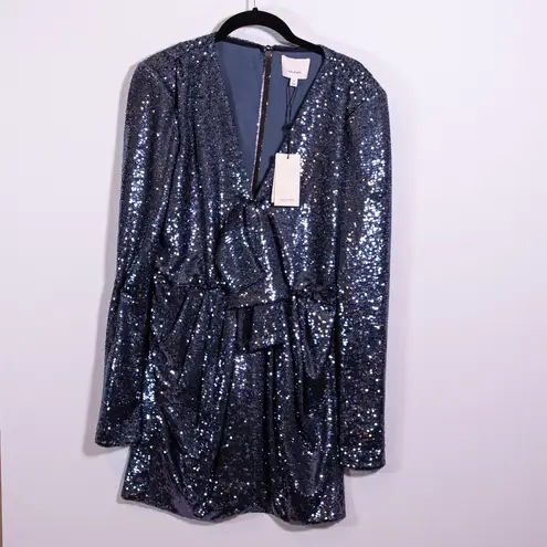 Cinq à Sept NEW Cinq A Sept Skylar Sequin Embellished Sparkle Mini Dress In Onyx Blue 6