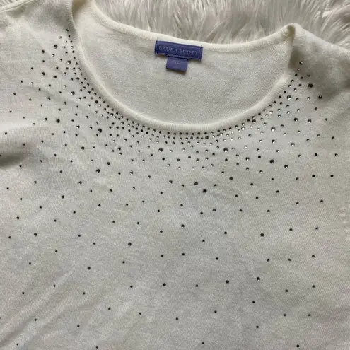 Laura Scott Rhinestone cream sweater