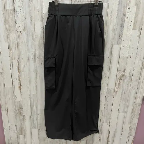 JoyLab Black Women's Cinch Hem Woven Cargo Pants High Rise Casual Fit Small