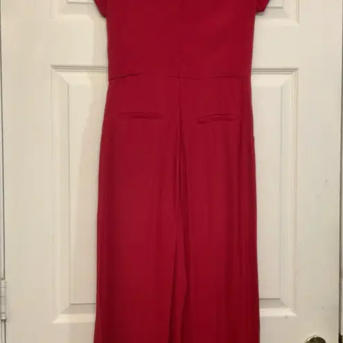 Maeve Red Side Tie Size 4 short Sleeves Wide Leg Jumpsuit 2130