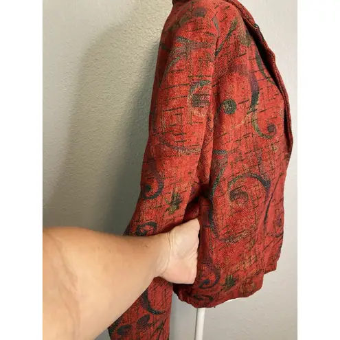Painted Pony Jacket Size M Red Tapestry Western Cowgirl Wearable Art Vintage USA Size M