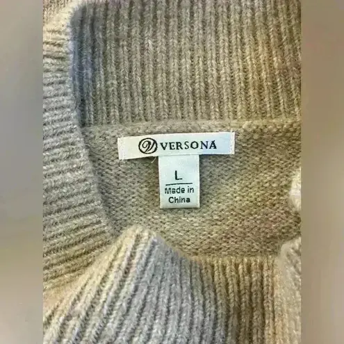 Versona Verona Women’s Cropped Tan Floral Embroidered Sweater Large Grandmacore Cottage