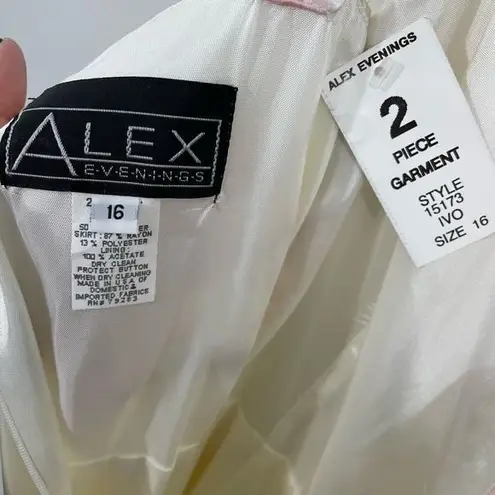 Alex Evenings Women's 2 Piece Dress with Blazer Jacket Floral Ivory Size 16