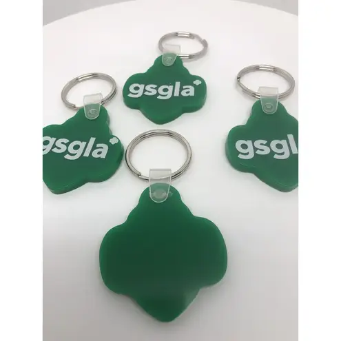 New Girl Scouts Keychain Lot Of 4 Trefoil Green Rubber GSGLA Leader Volunteers