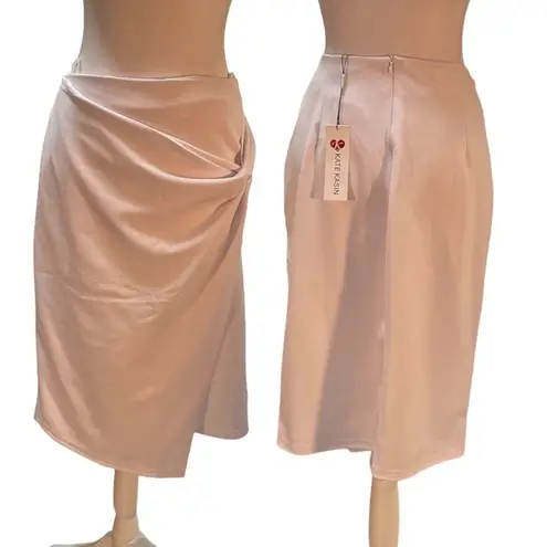 Kate Kasin NWT White Knee Length Knotted Side Wrap Skirt Size XL