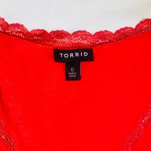 Torrid  Size 0 Pinkish-Orange V-Neck Babydoll Lace Blouse
