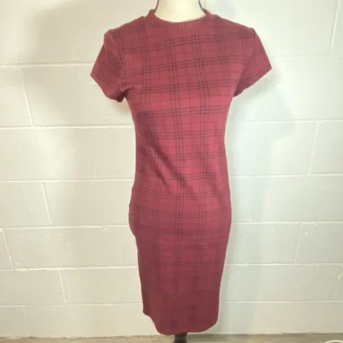 Bishop and Young Ellie Burgundy & Black Plaid Mini Dress