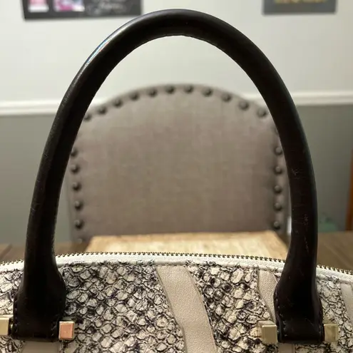 Brahmin Women’s Leather Cream Black Snake Skin Satchel Designer Handbag