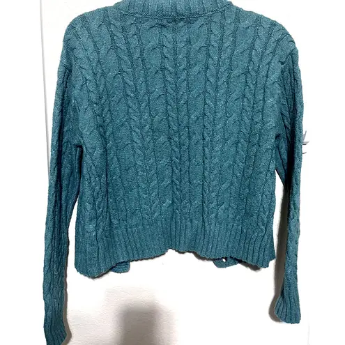 American Eagle NWOT  Green Cropped Cardigan Sweater sz S button front cable knit