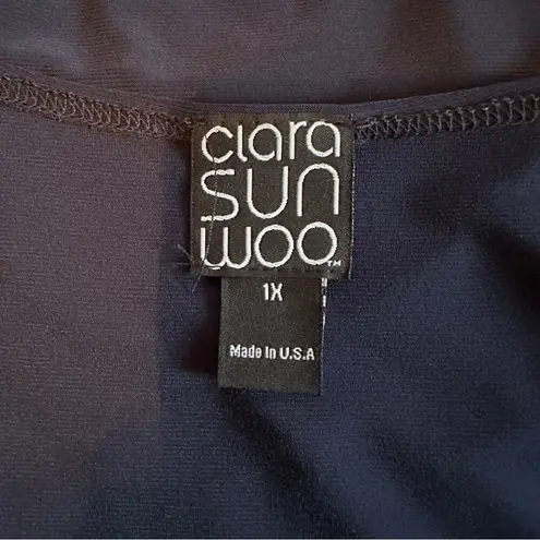 Clara Sun Woo Navy Blue Scoop Neck Cold Shoulder Tunic Top Sz 1X