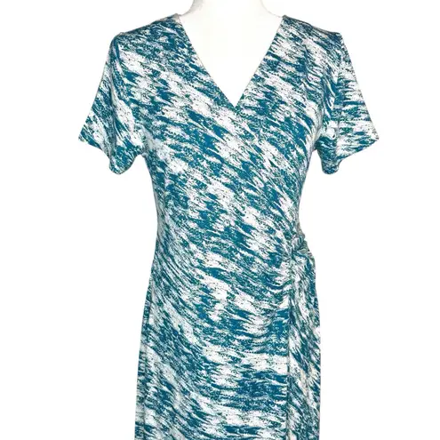 Soft Surroundings NWOT $130 Teal Joanna Surplice Maxi Wrap Dress Size M