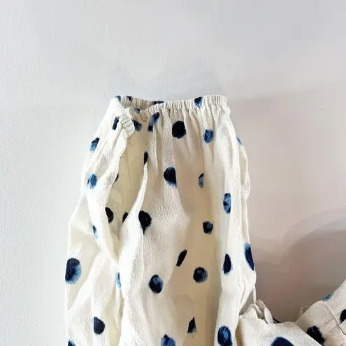 Wilfred Puff Sleeve Polka Dot Crop Lolita Blouse Birch Classic Navy Large NWT