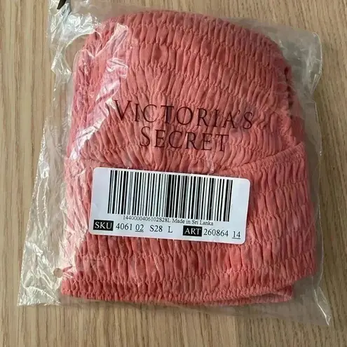 PINK - Victoria's Secret 🆕PINK SMOCKED TRIANGLE CORAL BRALETTE L🆕